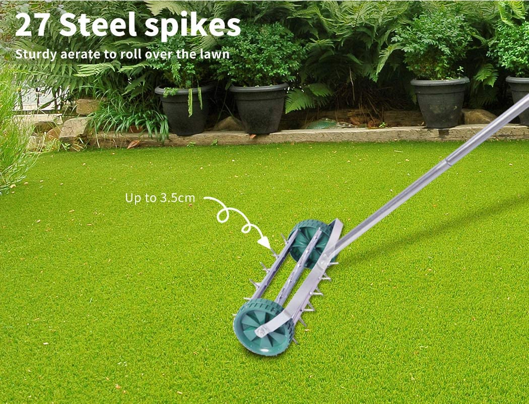 Lawn Aerator Roller Scarifier Rolling Steel Spike Tool Rolling Steel Spike Tool for Garden, Yard, Farm Grass, Suitable for Aerator Roller Scarifier, with 27 Galvanized Spikes image number 5