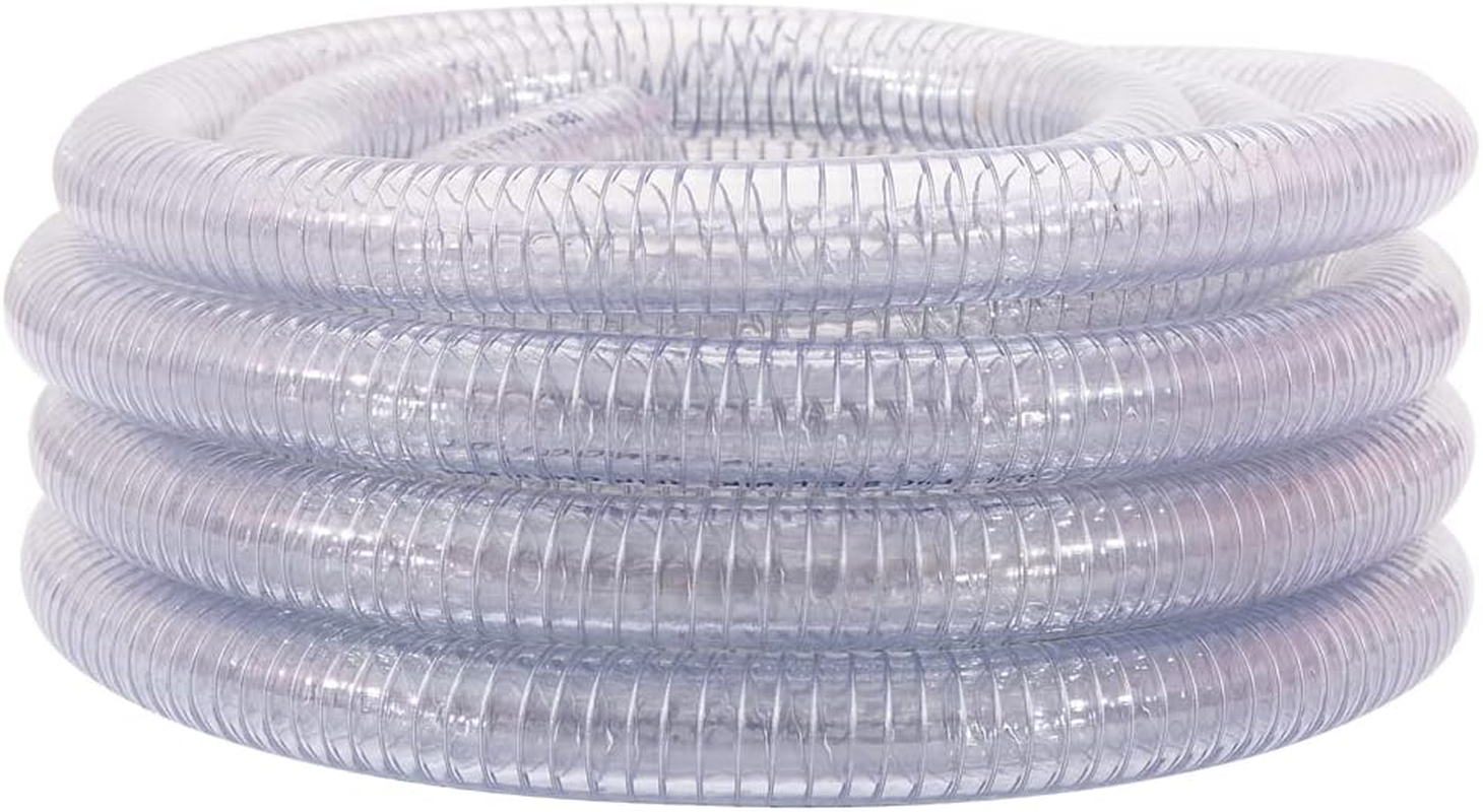 DAVCO 5/8" ID - 10 Ft Steel Wire Reinforced Vinyl Tubing Flexible Clear Plastic Heavy Duty PVC Hose for Dust Collection image number 4