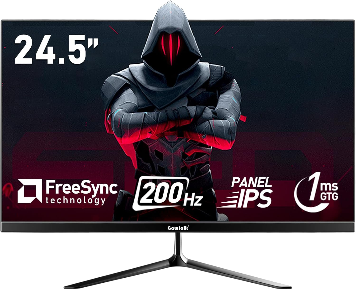 Gawfolk 24.5 Inch Gaming Monitor, 200Hz PC Monitor FHD 1080P Frameless Computer Monitors, IPS, Srgb 100%, Displayport, HDMI, Eye Care, Wall Mount Compatible image number 2