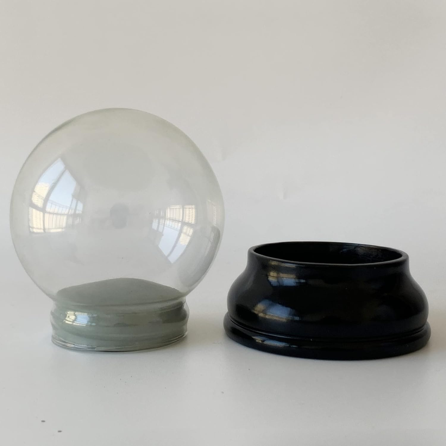 Clear DIY Empty Snow Globe Kit Glass Water Globe Jar with Resin Base -3.9 Inch Diameter image number 4