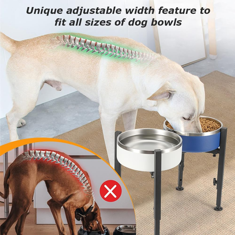 Adjustable Pet Food Bowl Stand, Portable Dog Bowl Stand, Adjustable Wide 7-10.5", Elevated Pet Bowl Holder, Pet Raised Water Feeder, Bowl Holder Suitable for Medium Large Animals (Black) image number 3