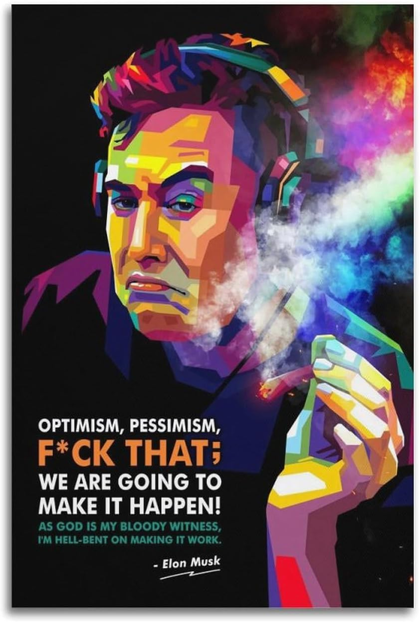 Elon Musk Poster Motivational Poster Canvas Painting Wall Art Picture Home Decor Print for Bedroom Living Room Dorm Study Bar Office 12X18Inch(30X45Cm) image number 3