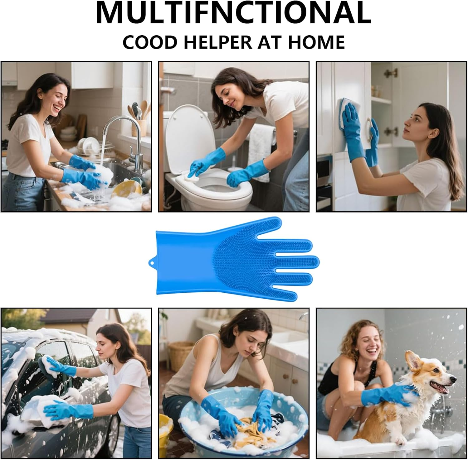 6PCS Pet Grooming Kit, Dog Cleaning Gloves & Dog Bath Brush, Dog Shampoo Brush, Cat Bathing Products,Toothbrush image number 5