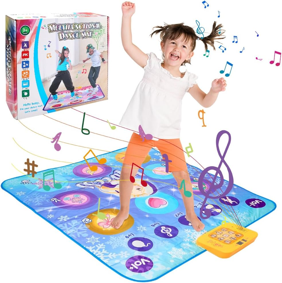 AUTOWT Musical Mat for Kids - Princess Themed Dance Play Mat, Educational Learning Musical Sensory Toys - Girls Birthday Gifts (Blue) image number 5