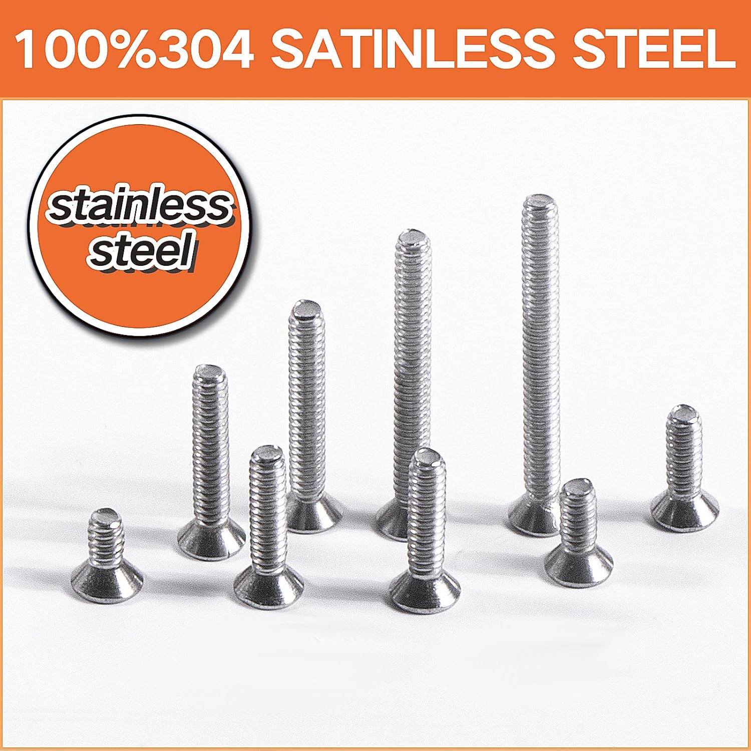 M4 Flat Head Machine Screws 150Pcs Metric Fastener 304 Stainless Steel Countersunk Cross Machine Screw Fasteners Bolts Assortment Kit M4 X 6/8/10/12/16/18/20/25/30/35/40Mm image number 4