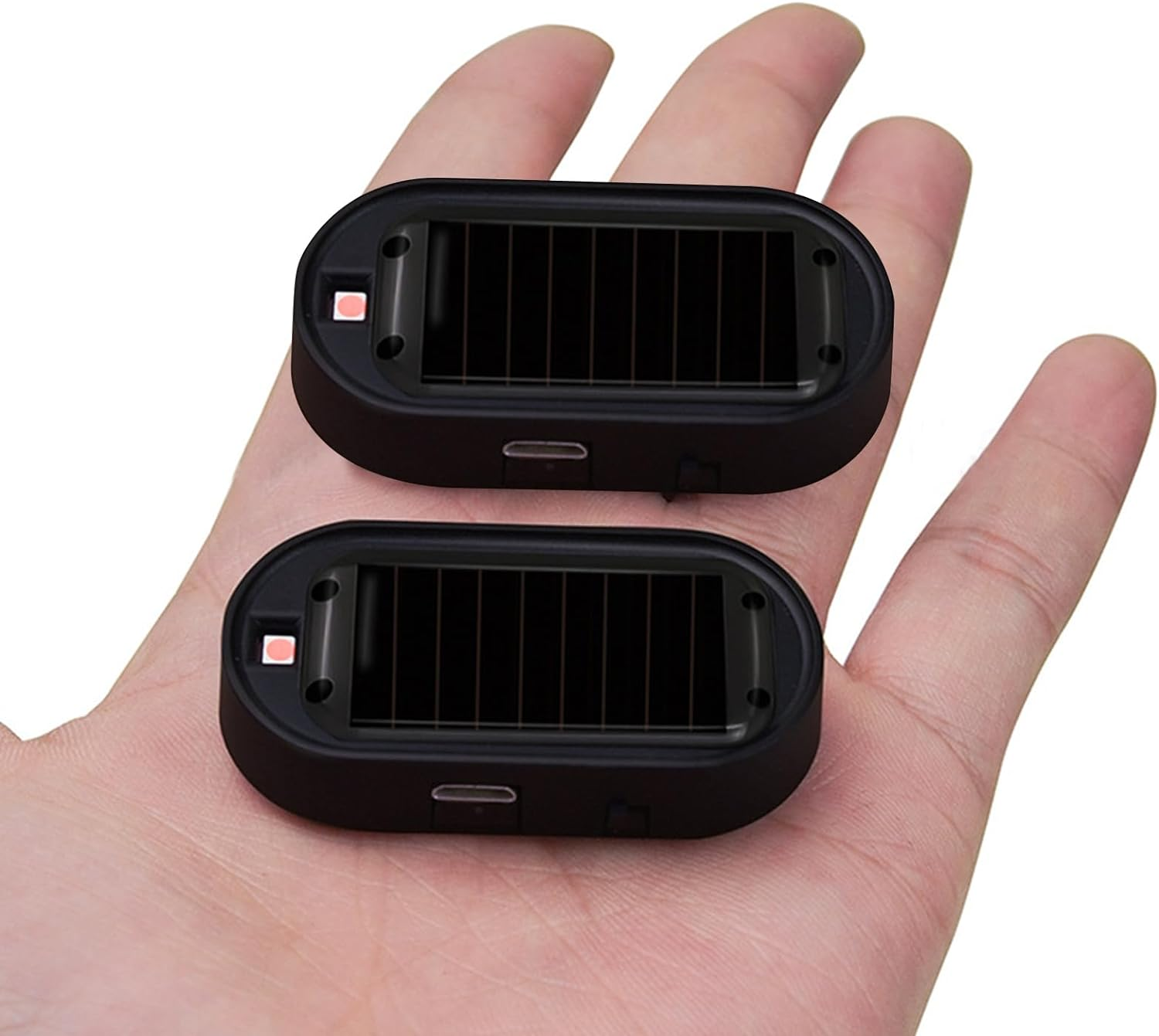 Shudyear Car Solar Power Simulated Dummy Alarm，New Model&Brighter & Clearer，Anti-Theft LED Flashing Security Light Fake Lamp with USB Charger Port，2Pcs (Red) image number 2