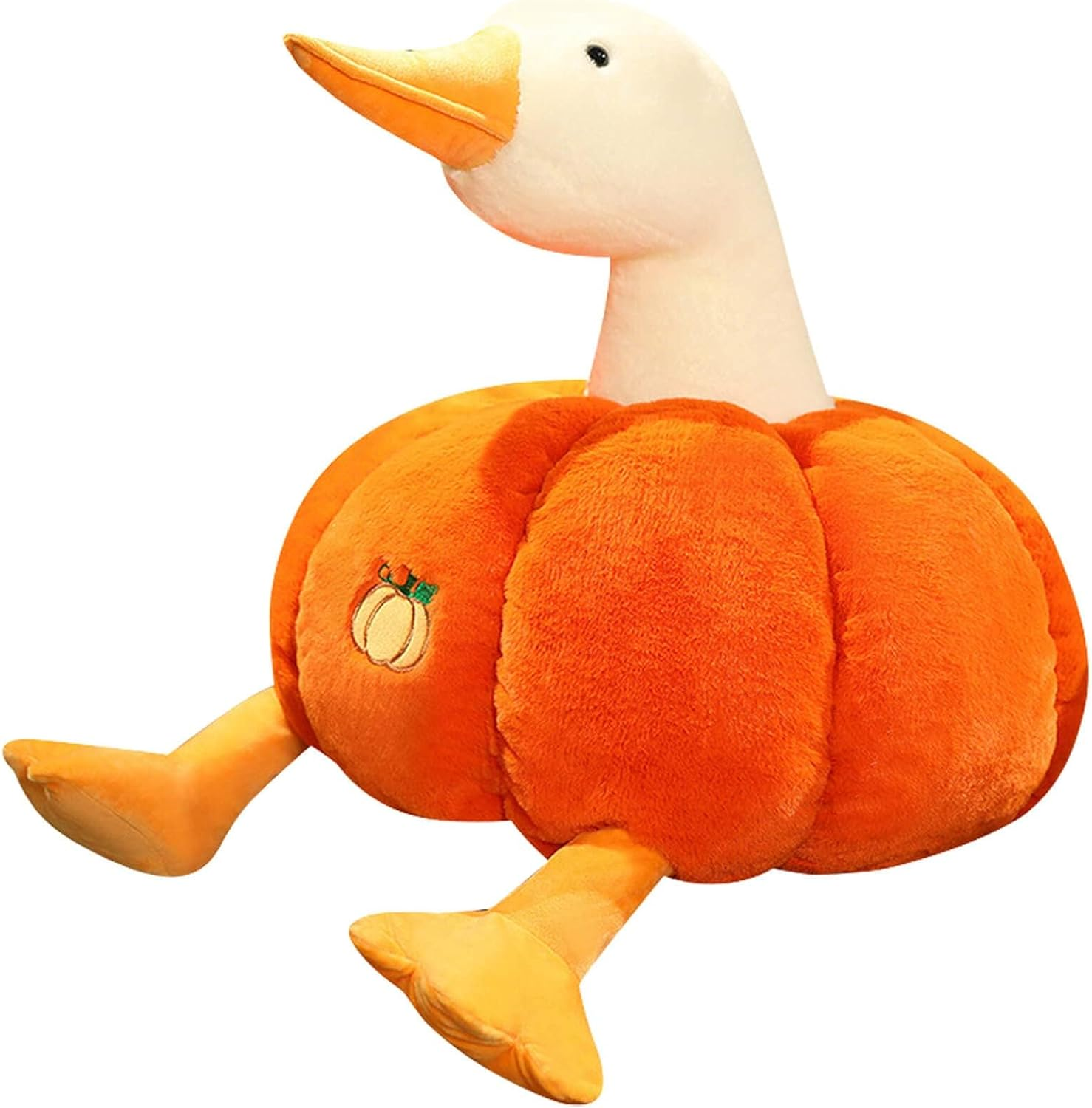 9.8'' Pumpkin Duck Plush Toy Cute Hugging Plush Pillow, Goose Stuffed Animal for Halloween Christmas Birthday Parties Decorate and Gifts