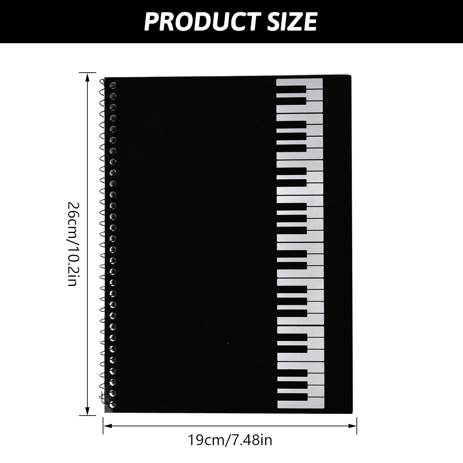 Sheet Music Notebook with Spiral Binding, Made of Black Kraft Paper, Blank, 50 Pages, 26 X 19 Cm, Suitable for Music Manuscripts and Musicians image number 5