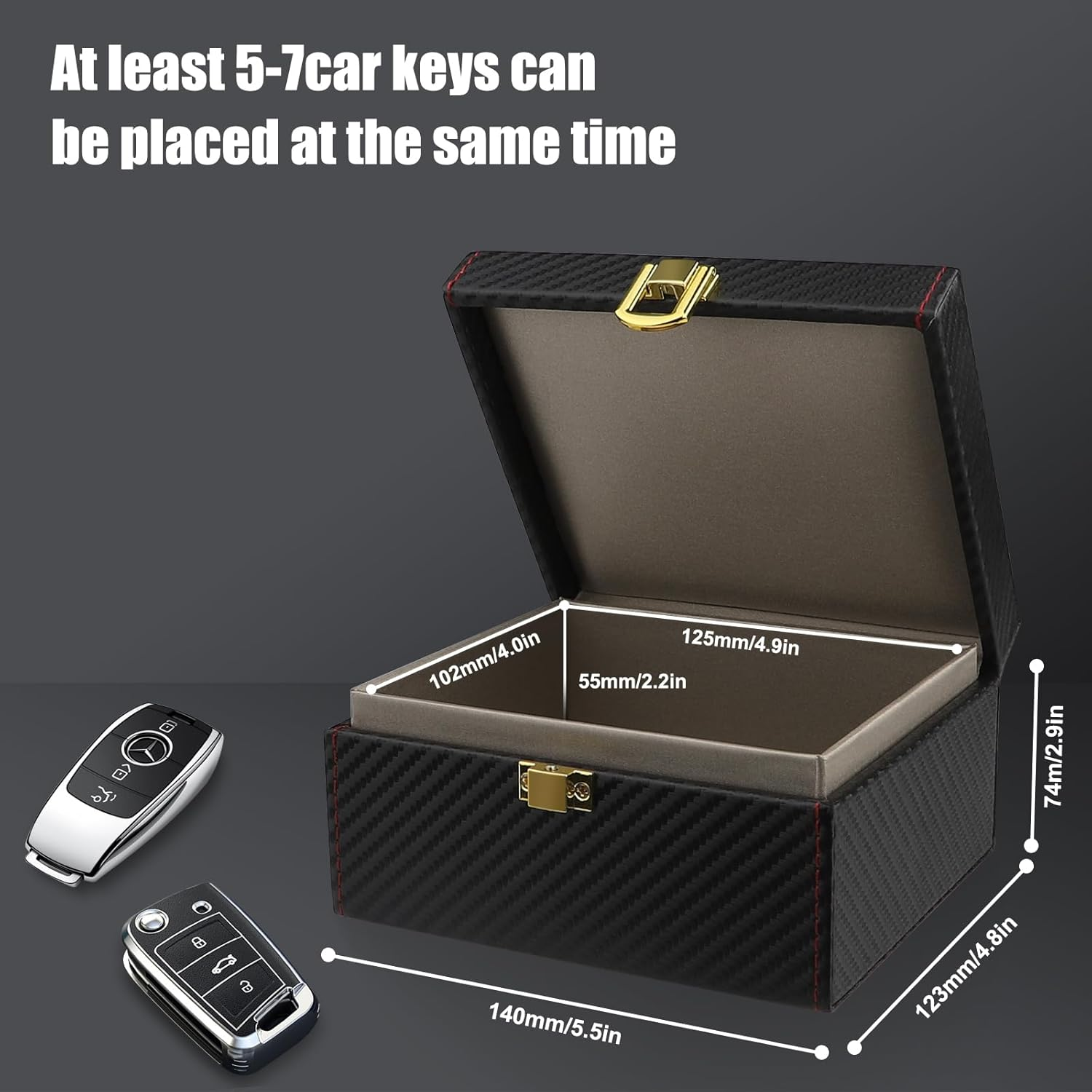 Diyife Car Key Signal Blocker Box, Black Leather, Universal Fit, Signal Blocker Box, 14 X 12.3 X 7.4Cm image number 3