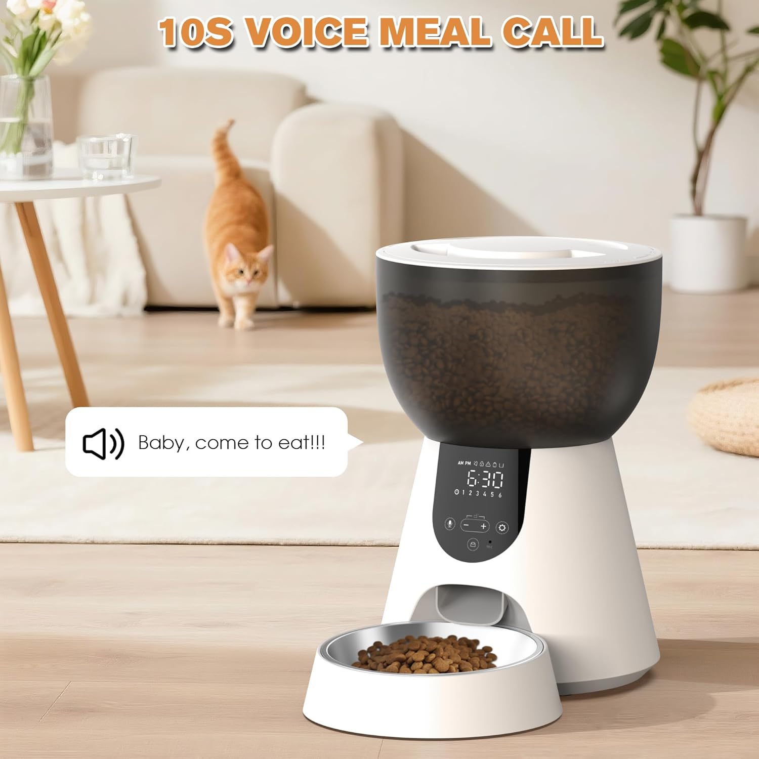 Advwin Automatic Cat Feeder and Water Fountain, 2-In-1 Feeding Set with Programmable Schedule & Voice Recorder, Dual Power Supply, Auto Pet Food Dispenser for Cats & Dogs image number 2