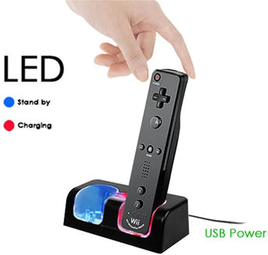 OSTENT Charger Dock Station + 2 Battery Packs for Nintendo Wii Remote Controller Color Black - White image number 5