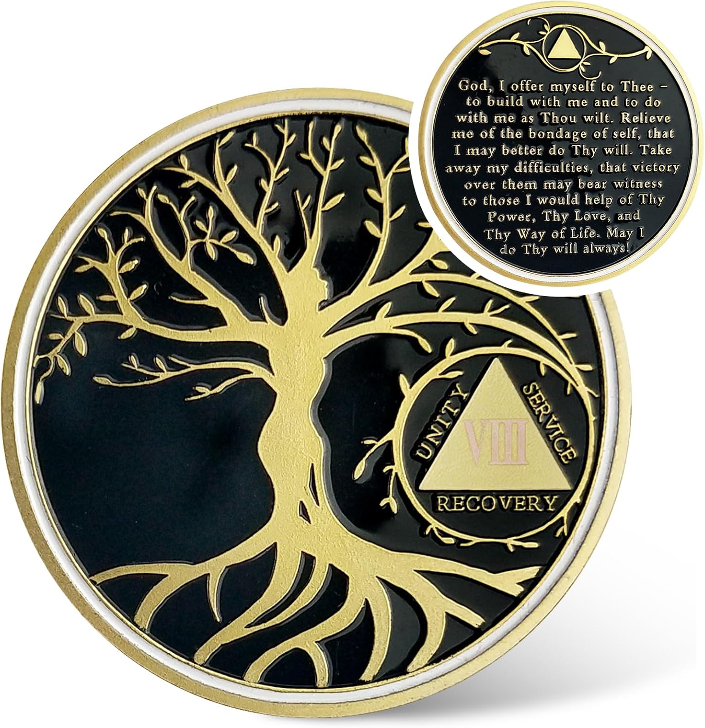 10 Year Sobriety Coin, Tree of Life AA Chips and Medallions Sobriety Recovery Chip Anniversary Sober Token Alcoholics Anonymous Recovery Gifts for Women Men - 10 Year image number 4
