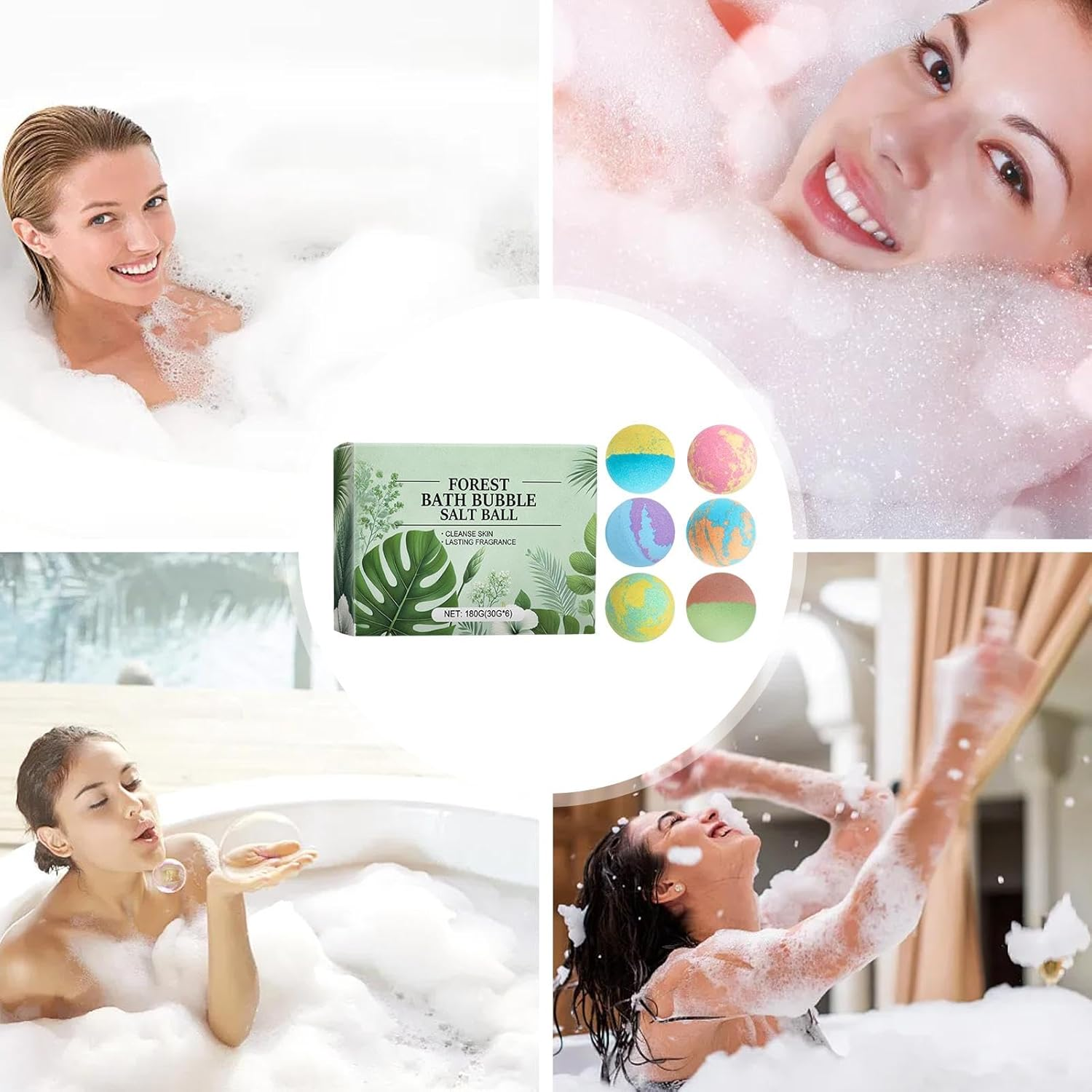 Natural Bath Balls,Bath Bubble Salt Ball | Natural Bath Balls for Relaxation and Stress Relief, Long-Lasting Fragrance Bath Balls image number 1