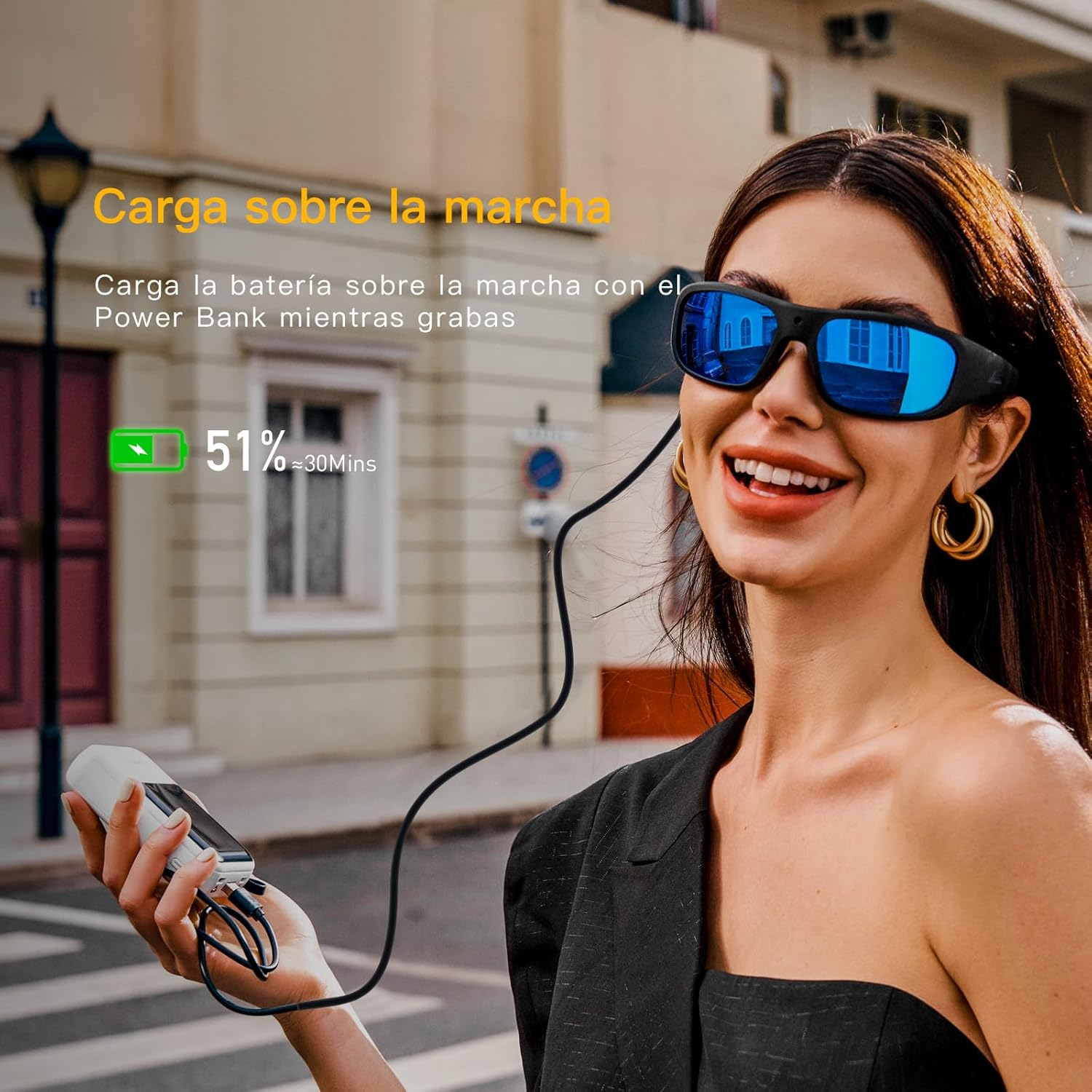 Oho 32GB Camera Glasses,24M Resolution H.265 1080P Smart Glasses with UV400 Sunglasses Lens for Outdoor Sport,Unisex image number 6