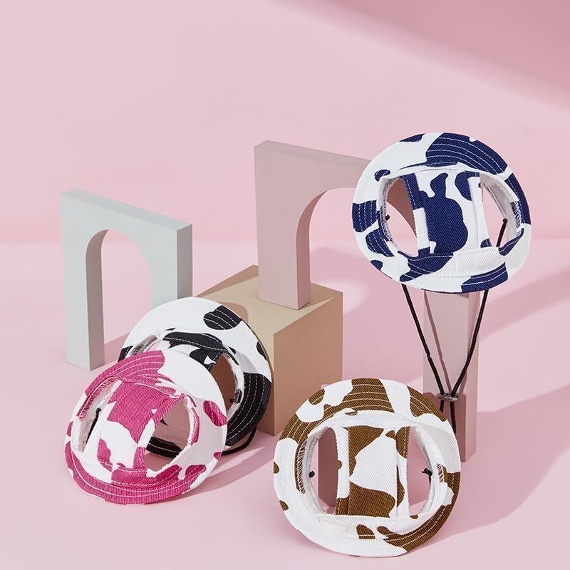 Dog Dog Hats, Dog round Cap with Ear Hole, Adjustable Outdoor Travel Sun Protection Sport Hat for Cat Small Medium Dogs (Dark Blue, M)