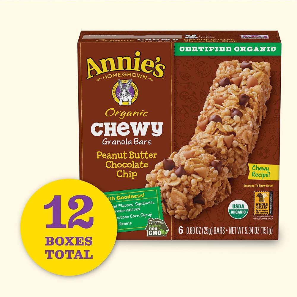 Annie'S Organic Chewy Peanut Butter Chocolate Chip Granola Bars 6 Ct (Pack of 12) image number 2