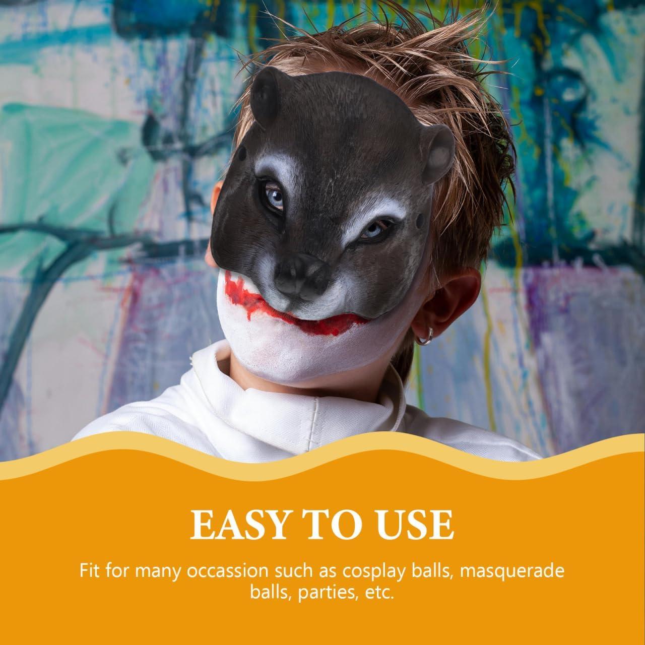 Squirrel Mask Half Face Pu Masquerade Mask for Adults Realistic Animal Cosplay Costume Party Accessory with Fine Detail Design