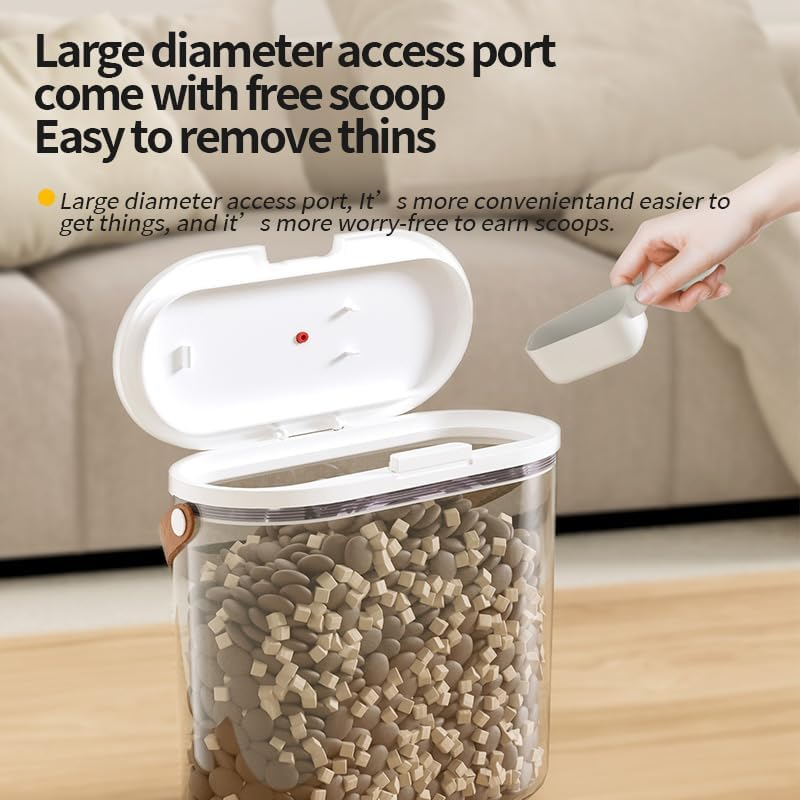 Pet Food Storage Container with Scoop, Flip-Up Lid Airtight Container Transparent Dog Food Storage with for Cat & Cat Food Air Tight Food Container (6L) image number 2