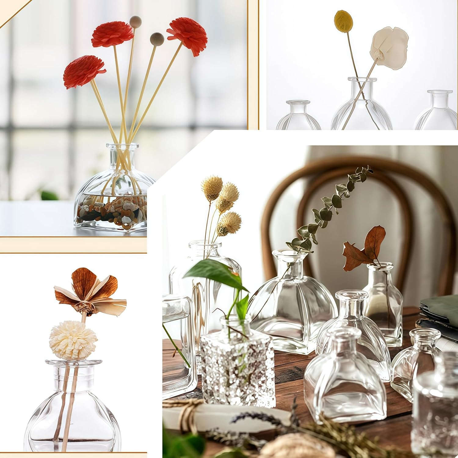 Square Glass Diffuser Bottles 3.4 High 150Ml 5 Fl Oz Fragrance Accessories Use for DIY Replacement Reed Diffuser Sets with Essential Oils Reed Sticks image number 4