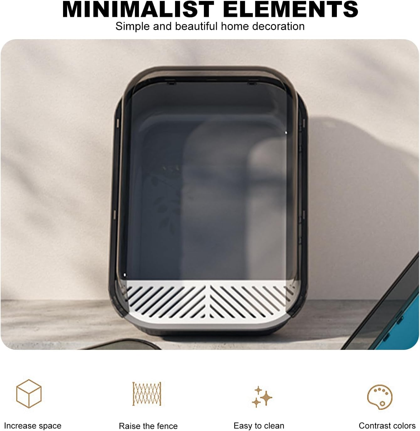 Cat Litter Tray, 50X34X18Cm with Free Scoop, Semi-Closed Plastic Cat Litter Pan Top Entry Cat Litter Box, Suitable for Large Cat, Drawer Type Anti-Splashing Cat Toilet with Large Capacity (Grey, L) image number 6