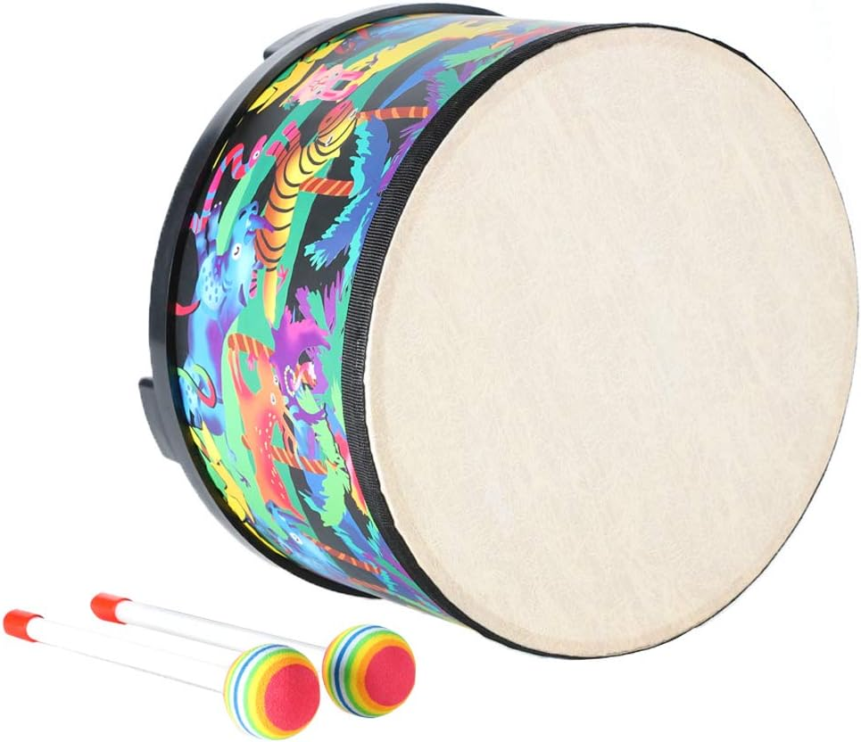 Floor Tom Drum for Kids 10 Inch Percussion Instrument Music Drum with 2 Mallets for Baby Children Special Christmas Birthday Gift image number 5