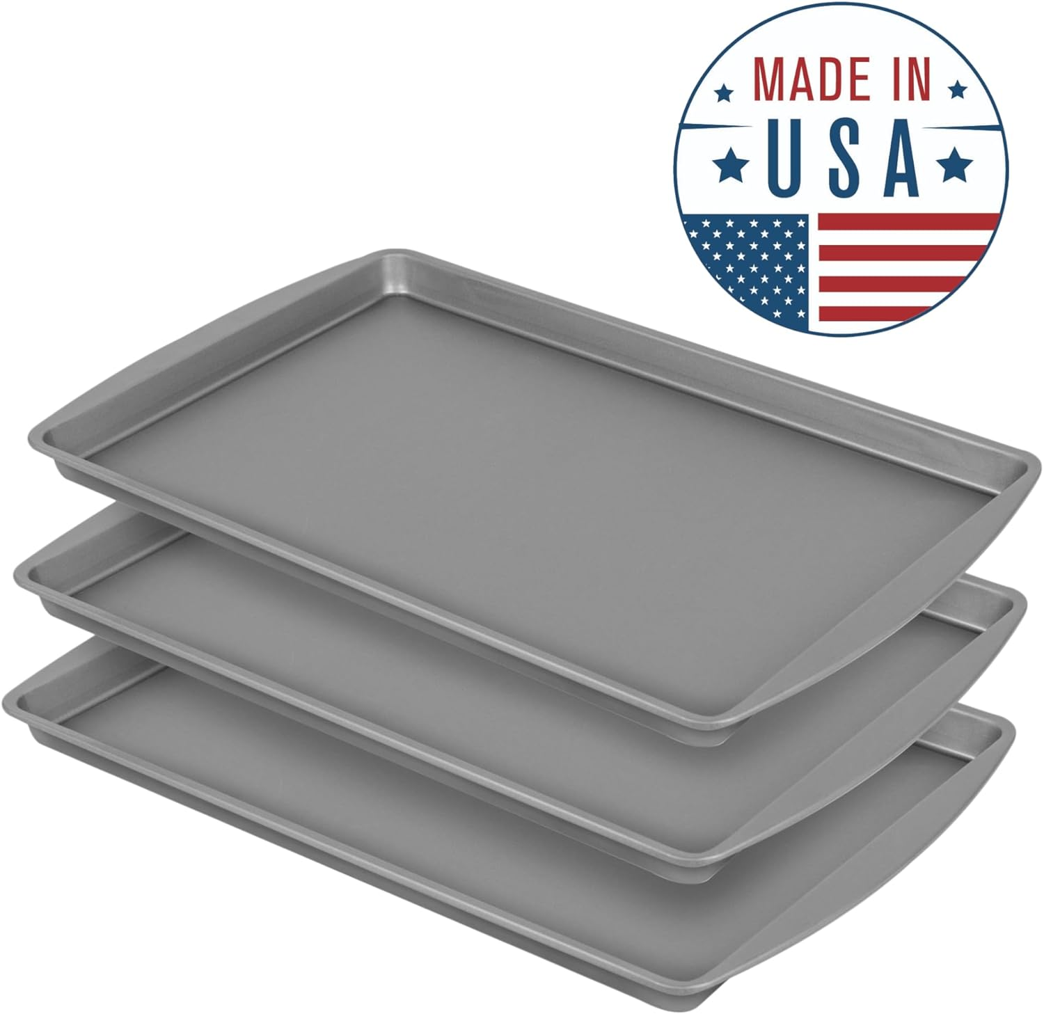 Bakereze Medium Nonstick Cookie Pan, Baking Trays, Baking Sheets, 15.2''L X 10.2''W, Set of 3 image number 2