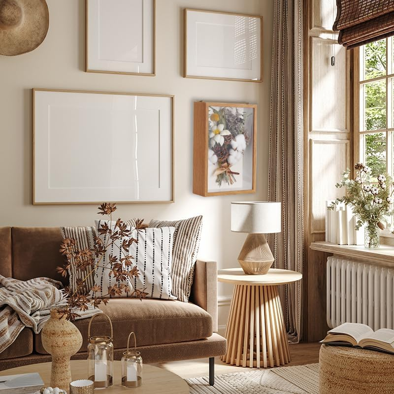 Box Frame, Flower Frame, 3D Picture Frame, Box Picture Frame for Dried Flowers, Crafts, Photos, Money, and Stamps. Great as a Gift for Friends or as Room Decor (Burlywood) image number 6