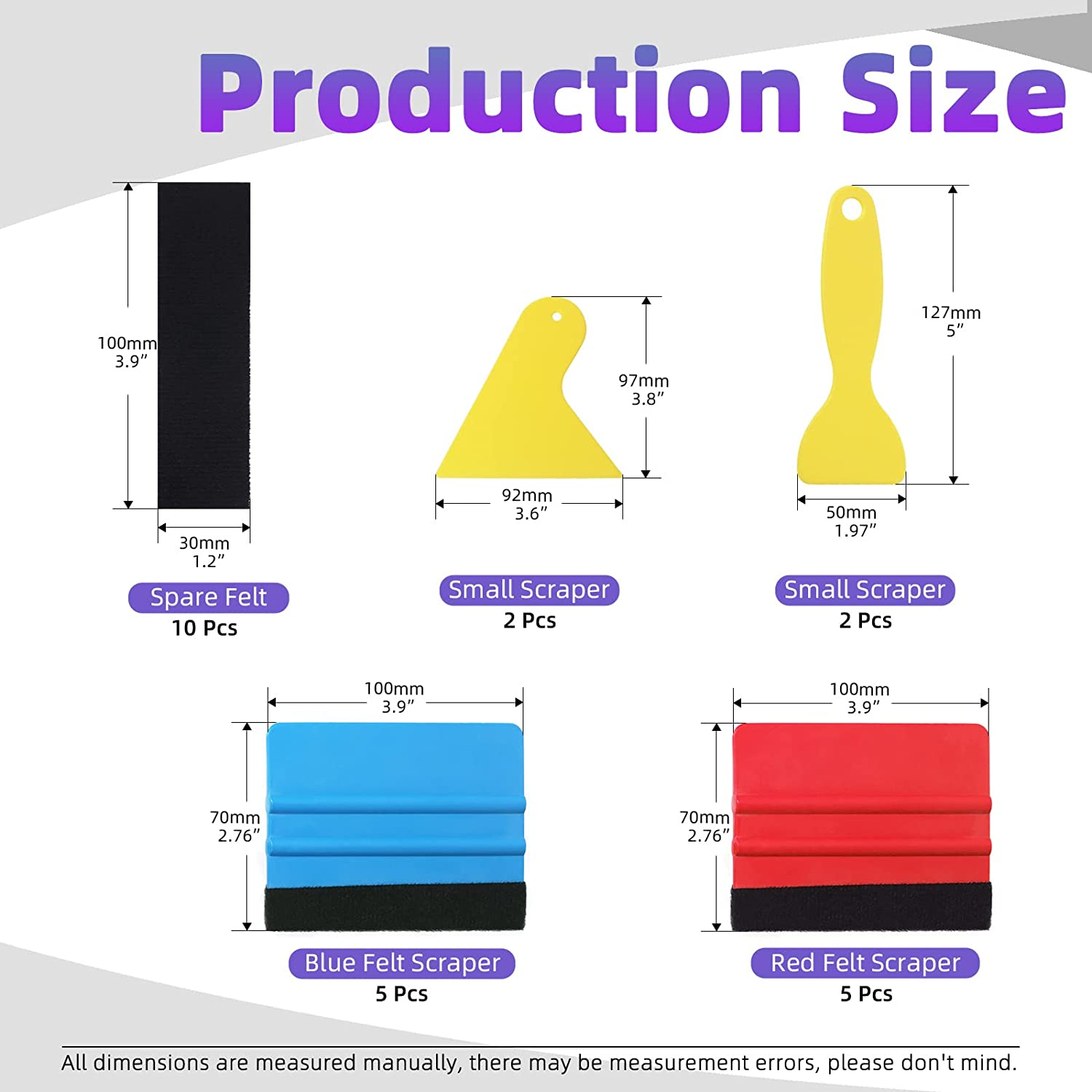 Swpeet 24Pcs Car Wrapping Vinyl Kit, Including Felt Edge Squeegee, Scraper, Spare Felt Replacement for Car Vinyl Wrap, Window Tint, Wallpaper, Decal Sticker Installation image number 3