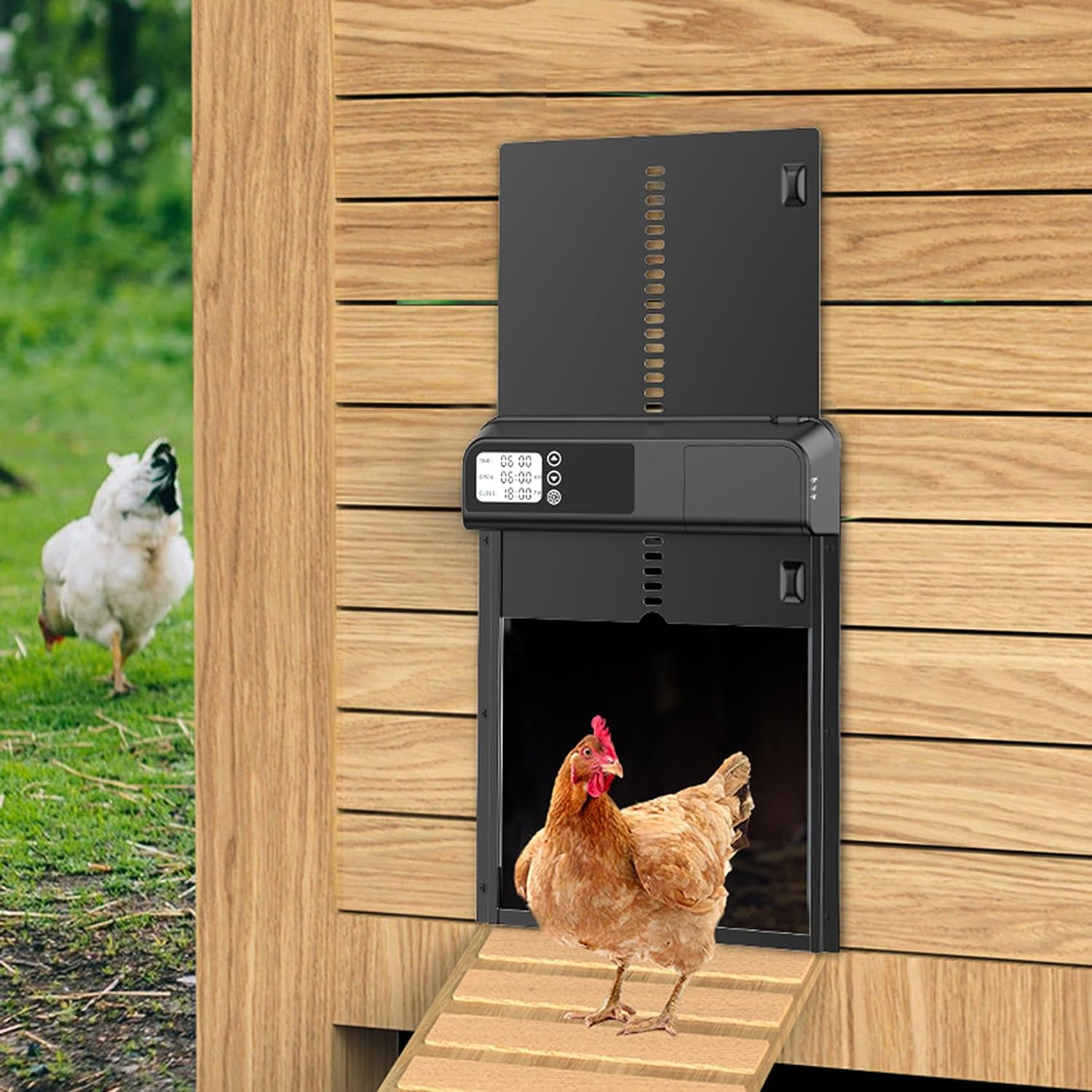 AUTENS Chicken Coop Door Automatic Aluminum Auto Coop Door with Timer Control LCD Display Door Opener Black image number 5