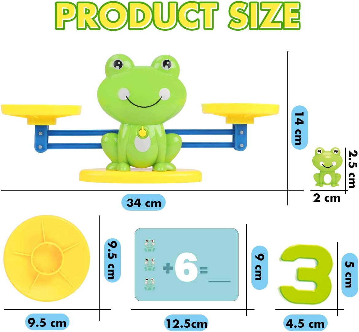 REMOKING Montessori Toys for Toddlers 3+, Math Games Balance Learning Set, Early Activity Sensory Education Learning Toys for 3 4 5 6 7 Year Old Boys Girls Birthday Gift, Including Frog,Card,Number image number 4