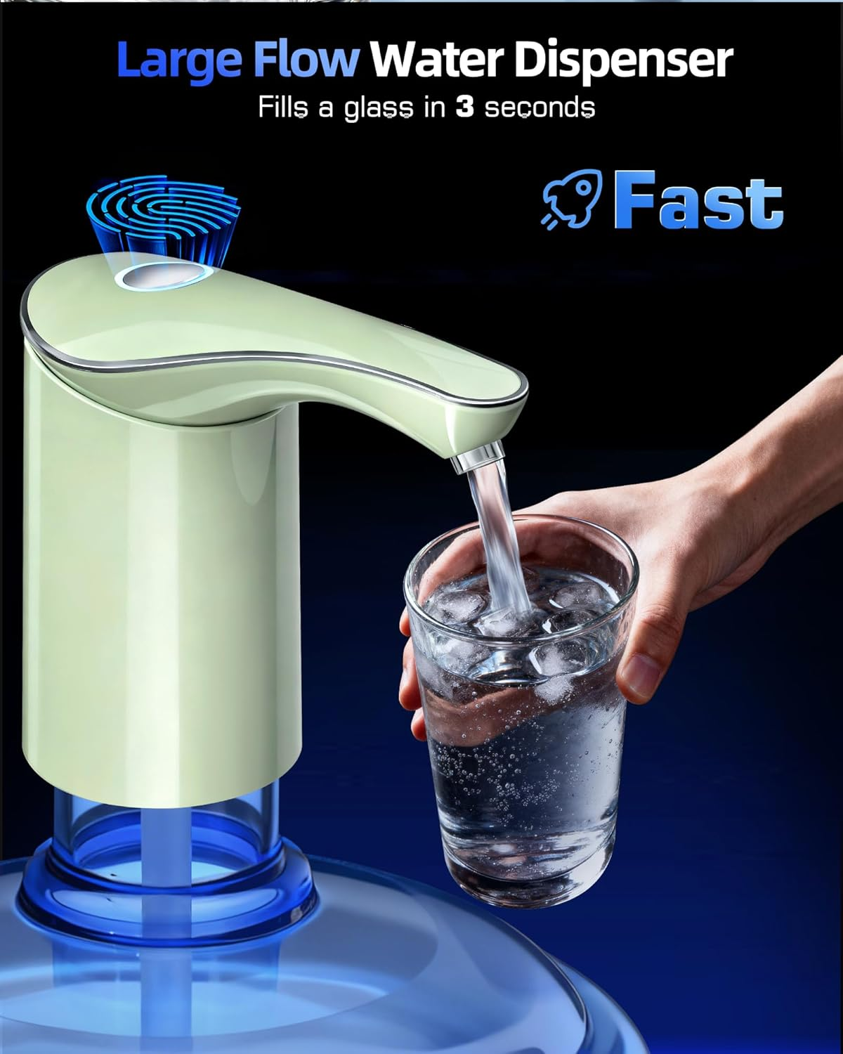 Electric Water Bottle Dispenser for 3-5 Gallon Jug, Automatic USB-C Water Jug Dispenser, Portable Upgraded Submersible Water Pump,High-Power & Silent Operation for Camping Home Office Bedroom (Yellow) - White image number 4