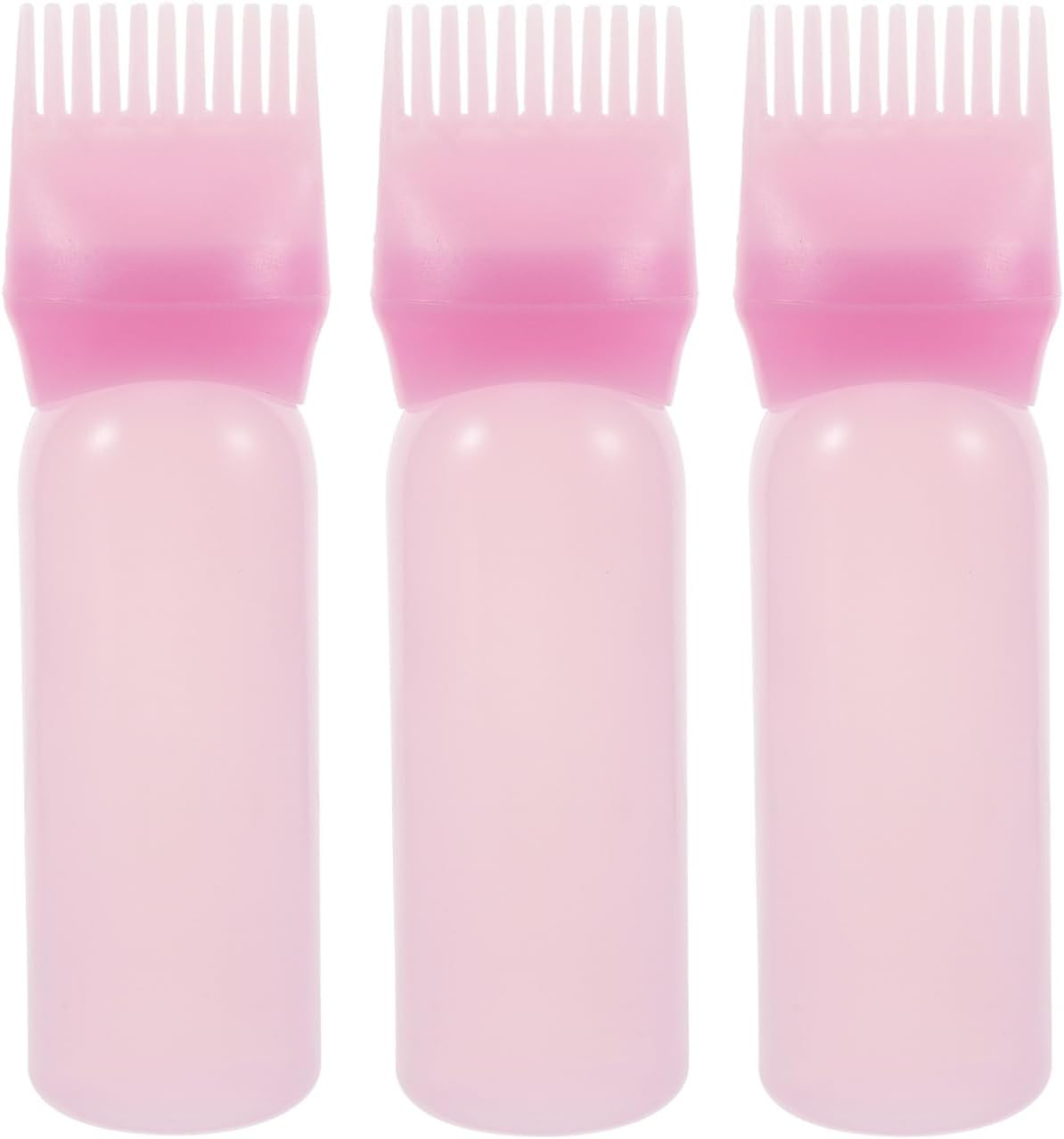 3Pcs Root Comb Applicator Bottle - Hair Oiling Dyeing Bottle with Brush Hair Color Comb Applicator for Salon Baber Shop Spa Home Hairstyling