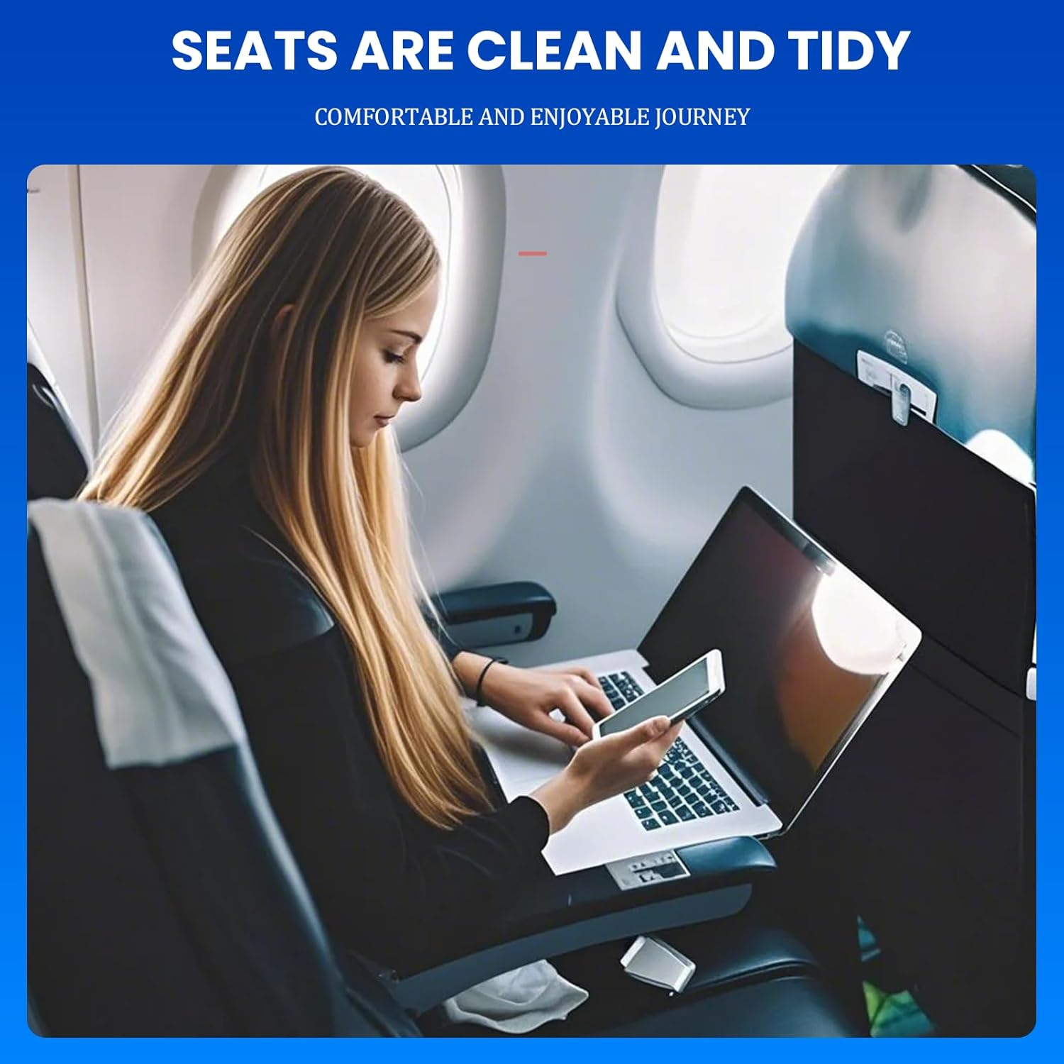 Airplane Tray Table Cover Have for Organized Flights Bullet Points Black Expandable Seat Back Organizer Storage for Personal Items image number 3