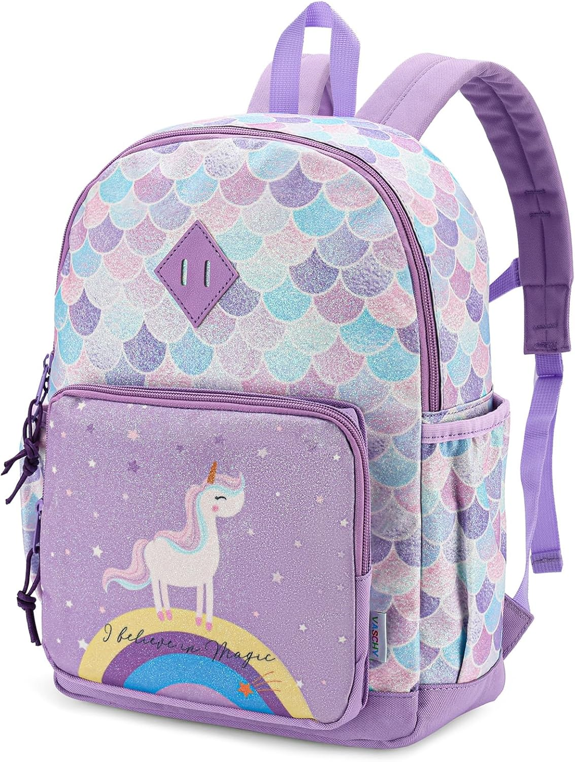 Backpack for Little Girls, VASCHY Cute Rainbow Lightweight Water Resistant Toddler Preschool Kindergarten Backpacks for Kids with Chest Strap