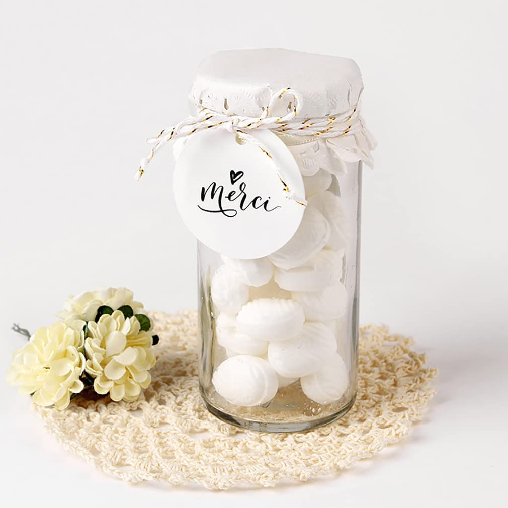 Gift Tags,100 PCS 2Inch Kraft Paper White round Hang Tags with Free 30M Natural Jute Twine for Christmas Holiday Gifts Wedding Favors Art Craft image number 2