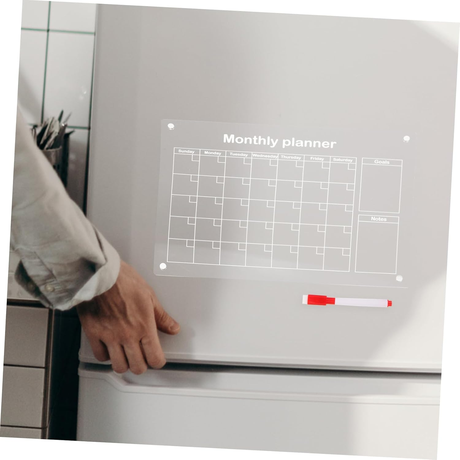 TEHAUX Magnetic Note Board Acrylic Dry Erase Board for Fridge Dry Erase Markers for Home Office Planning image number 2