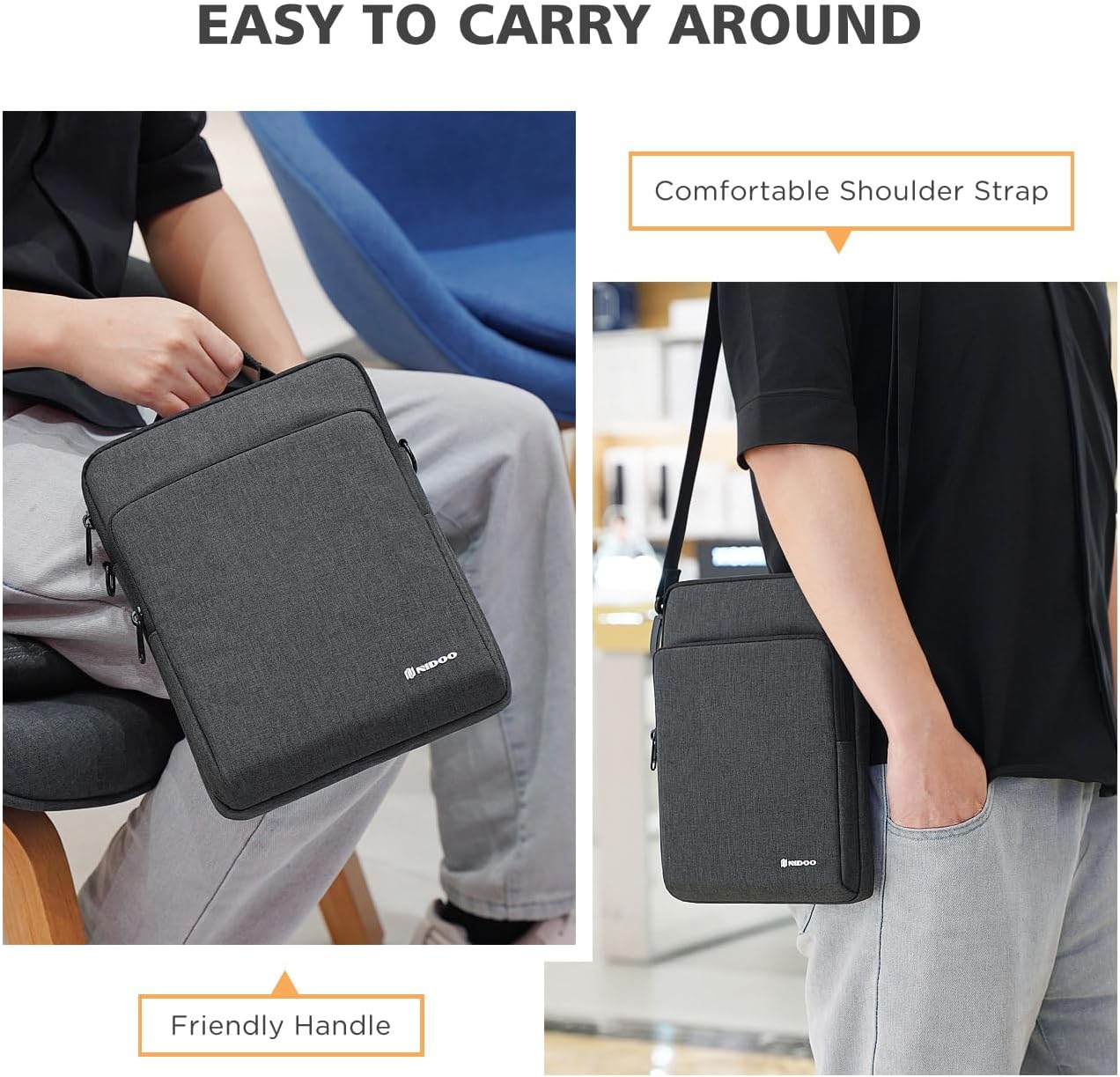 NIDOO Tablet Sleeve 10 Inch Laptop Sleeve Protective Carrying Case for Ipad Sleeve 10.2 10.9" / 11" Ipad Pro M2 / 10.9" Ipad Air Gen 4 5/10.5" Microsoft Surface Go 3 / Samsung Galaxy Tab A8 S6 S8 image number 4