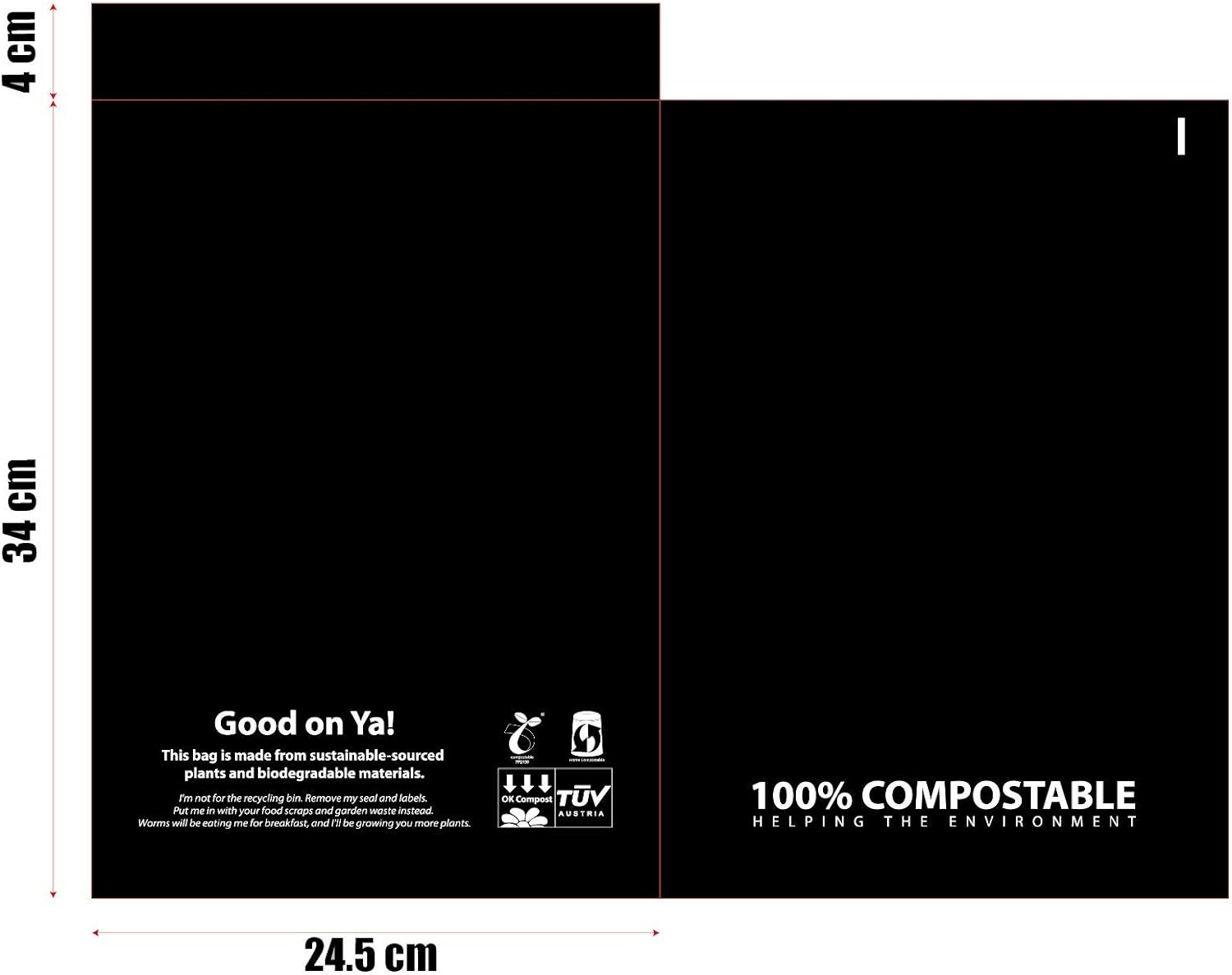 100 Pack Biodegradable Mailer Compostable Satchels Courier Shipping Bags Package (235Mm X 340Mm) image number 1