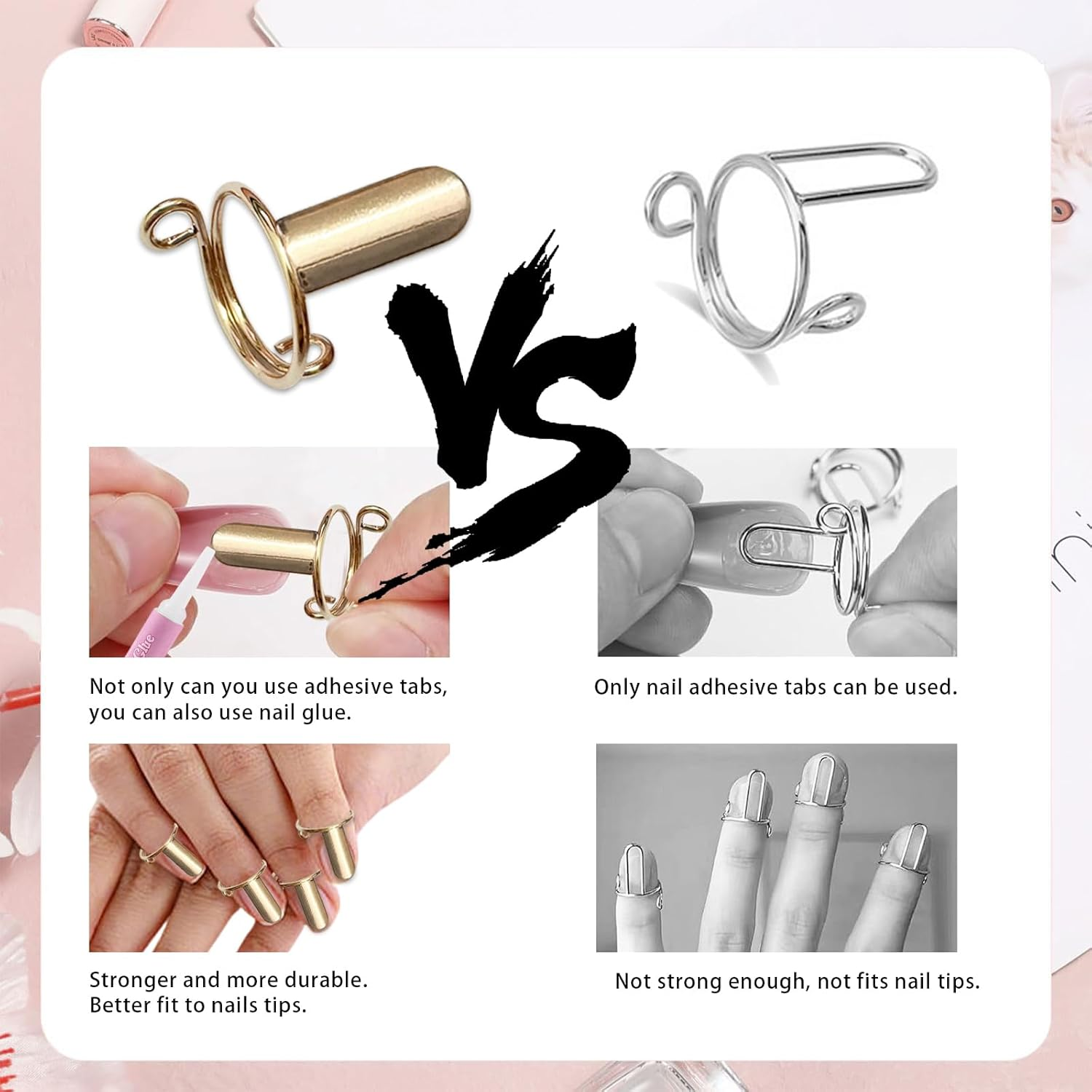 20Pcs Wudu Rings, Reusable Detachable Adjustable Size Rings for Nail with 120Pcs Adhesive Nail Tabs image number 5