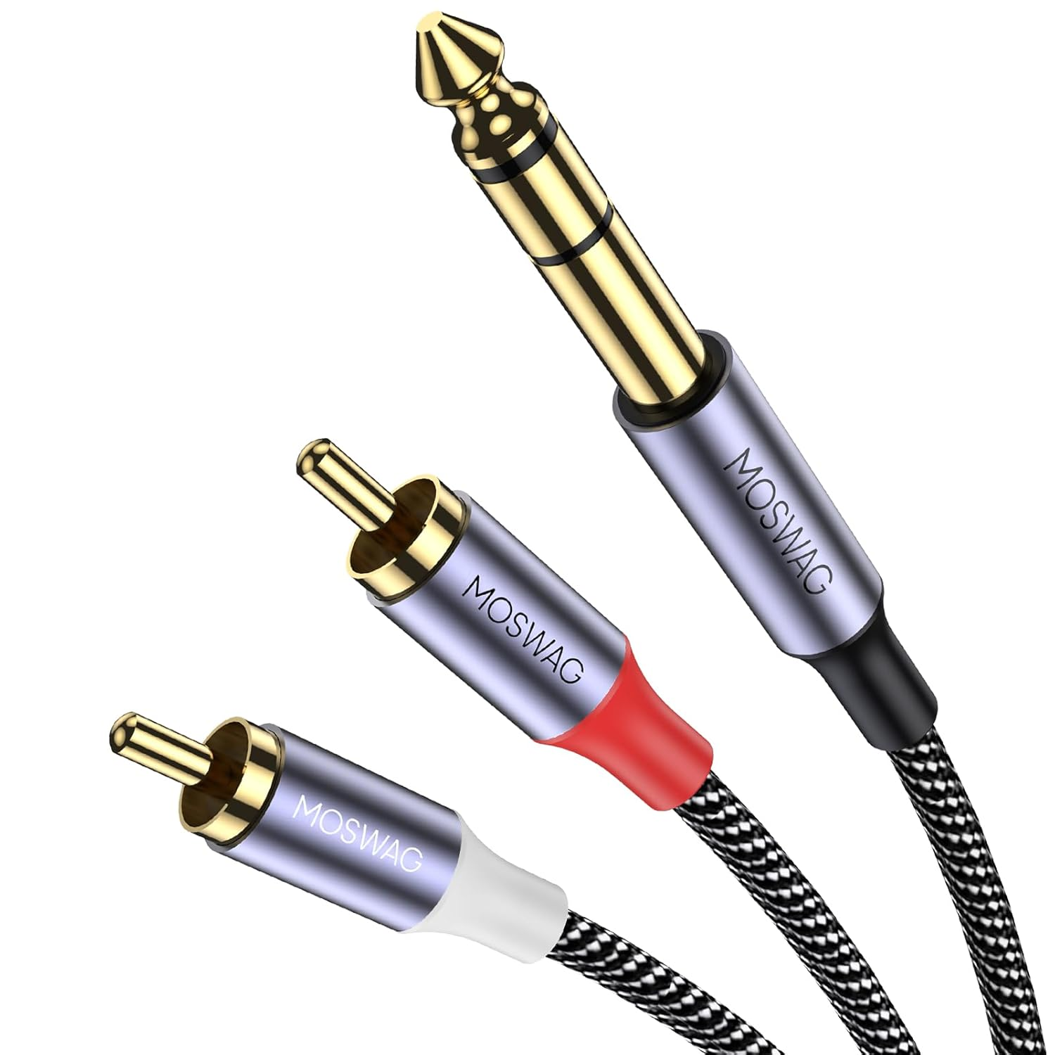 MOSWAG 1/4 to RCA Cable, Quarter Inch TRS to RCA Audio Cable 6.35Mm Stereo Jack to Dual RCA Insert Cable Y Splitter Cable image number 3