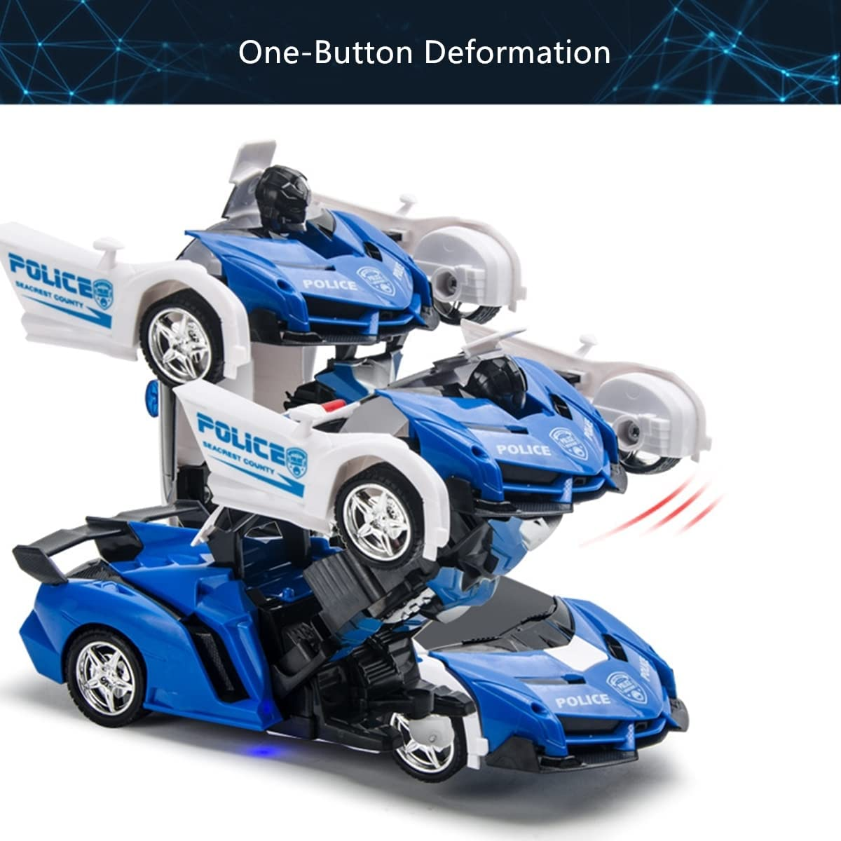Remote Control Car Rc Cars Robot Toys 2 in 1 Design Transform Robot Toys for Kids with One-Button Deformation Christmas Birthday Gift (Blue) image number 6