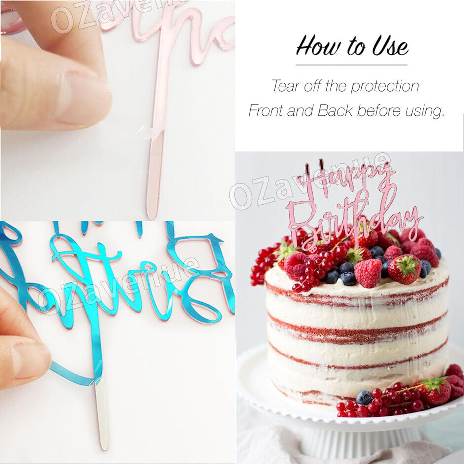 Happy Birthday Cake Topper, Acrylic Durable Versatile Cake Topper, Birthday Cake for Photo Booth Props, Birthday Party Decoration Ideas, Perfect Keepsake for Your Family and Friends (Black) image number 1