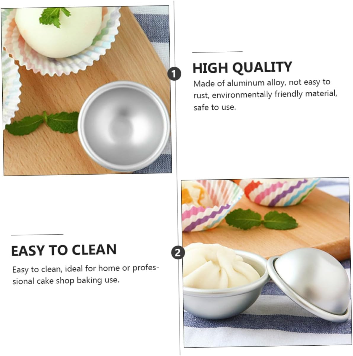 Sewroro 24Pcs Bath Salt Mold Hemispherical Shape for Diy Bath Bomb Mould Shapes image number 3