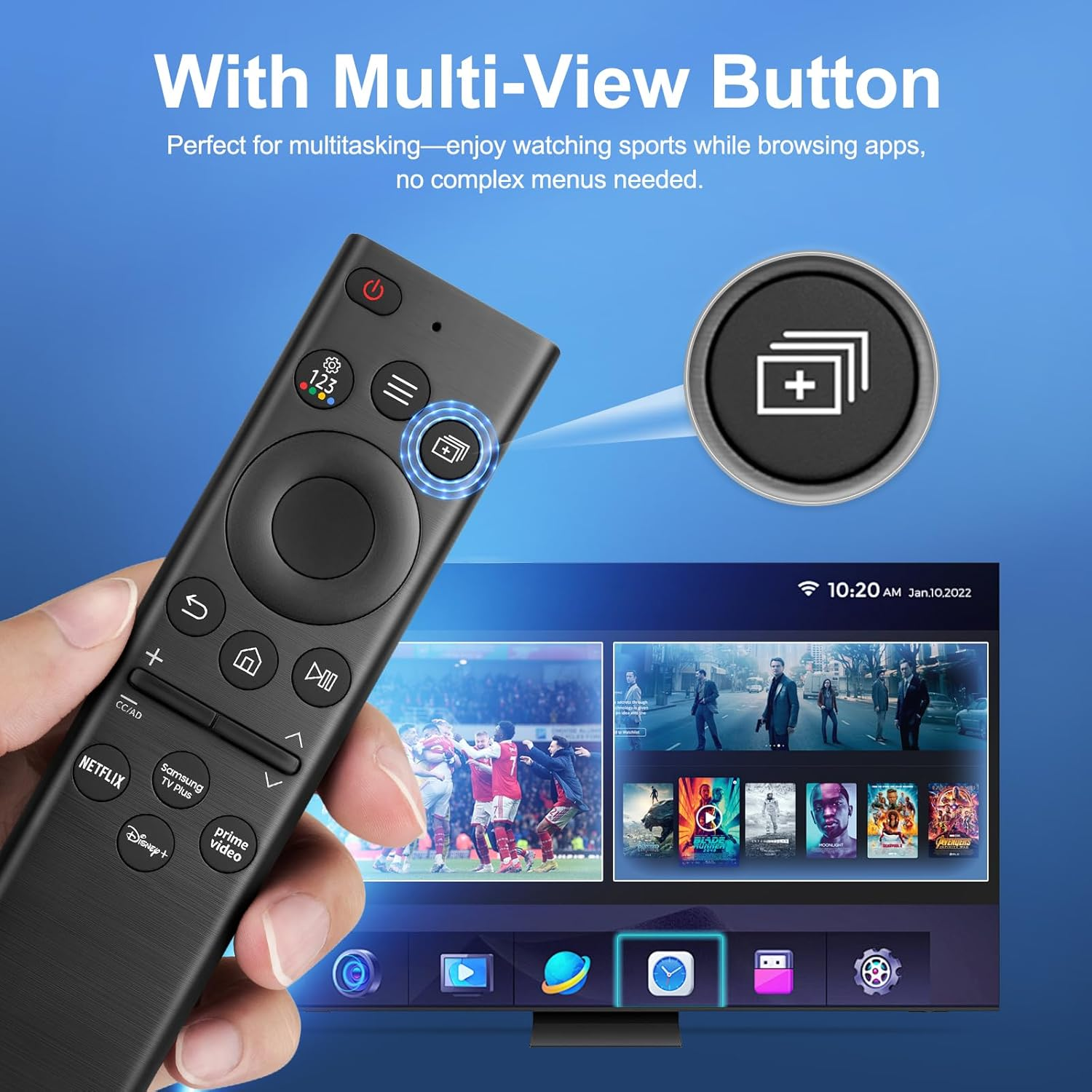 Universal Remote Control for Samsung Frame Solar QLED Neo OLED Crystal UHD Curved 4K 8K Smart TV Q60 Q70 Q80 AU8000 BU8000 CU8000 Series 8 Replacment Remote BN59-01385A BN59-01385B image number 1