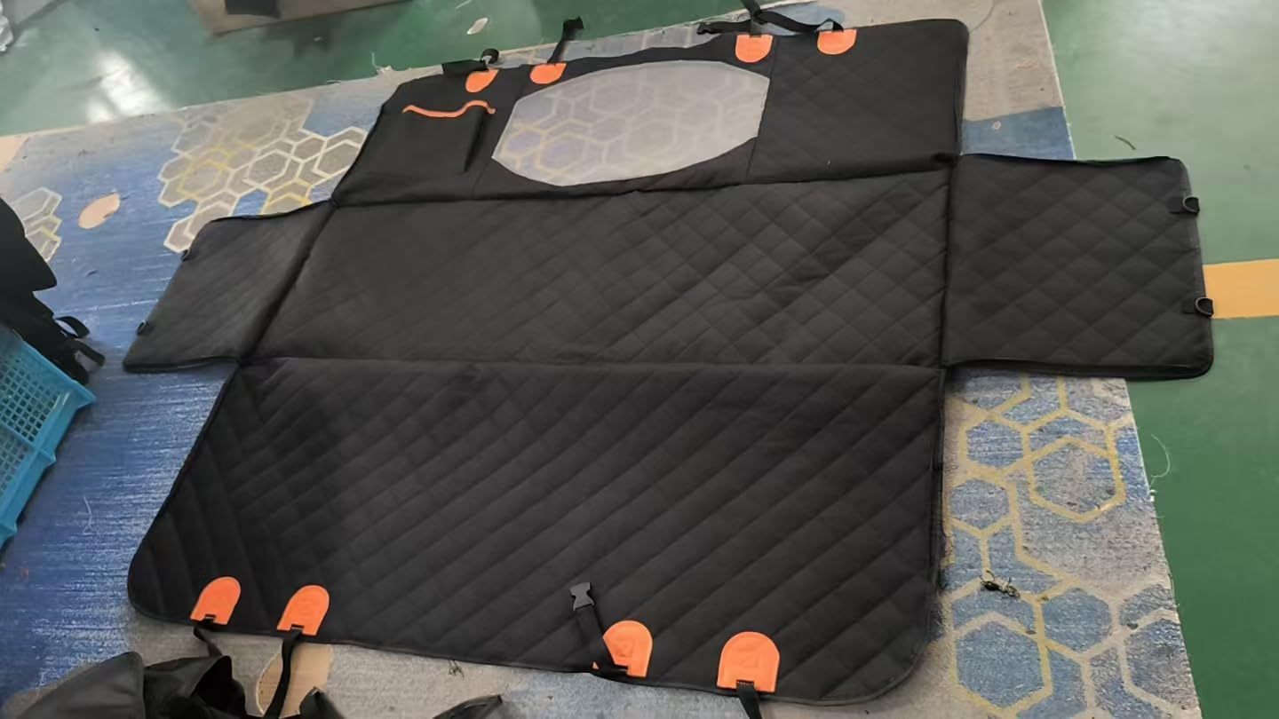 Dog Car Seat Cover - Waterproof Nonslip Car Seat Cover for Dogs - Hammock Style Dog Accessories W/Mesh Window, Scratch-Proof Seat Covers for Dogs - Universal Cars Back Seats - Black & Orange image number 2