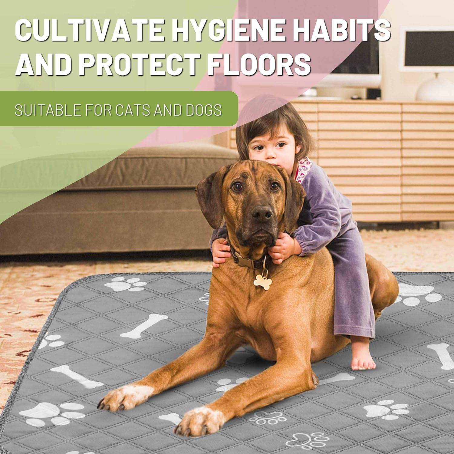 Patiencet Washable Pee Pads for Dogs, 36'' X 48" Reusable Puppy Pads with Super Absorbent, 2 Pack Puppy Potty Pads with Waterproof Bottom for Pet Training, Housebreaking and Incontinence image number 5