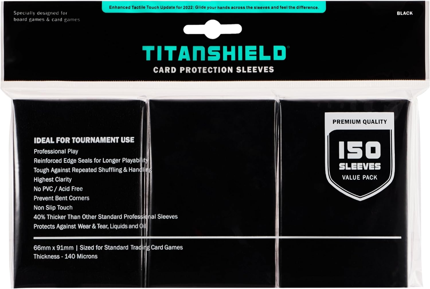 Titanshield (150 Gold Sleeves) Compatible with MTG Magic the Gathering, Lorcana, Board Games and Trading Cards 2.5" X 3.5" 66X91Mm