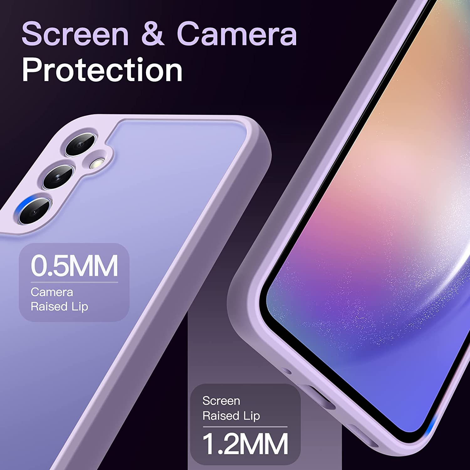 Jetech Matte Case for Samsung Galaxy A54 5G 6.4-Inch, Frosted Translucent Back Protective Slim Phone Cover, Anti-Fingerprints (Lilac) - Lilac image number 2