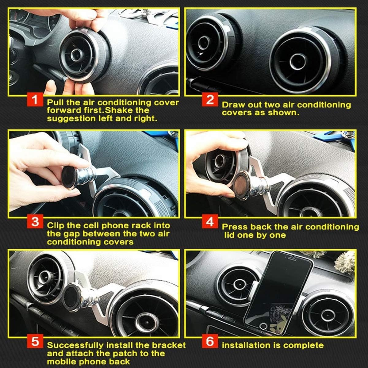 Phone Holder for Audi A3, 360&deg; Rotation Gravity Auto Lock Stable No Jitter Easy Mount Aluminum Alloy Vehicle Mobile Phone Stand Mount for Audi A3 / S3 2014-2019 image number 4