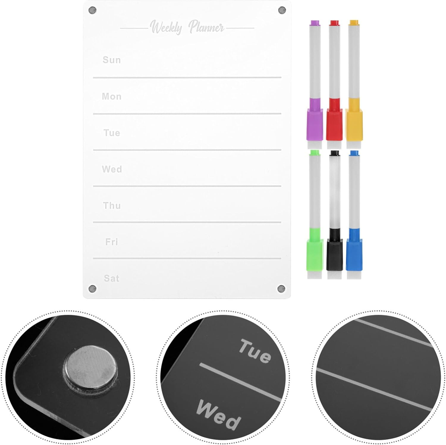 MAGICLULU Weekly Meal Planner Blackboard 1 Set Refrigerator Magnetic Calendar Weekly Monthly Fridge Calendar Whiteboard Meal Planner Menu Board with Whiteboard Pens for Planner image number 6